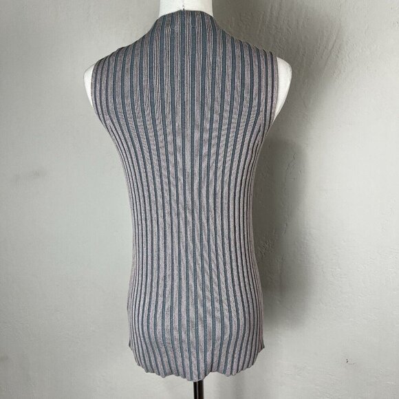 Cos Sleeveless Sweater Tank Ribbed Knit Vest Mock Neck Gray Pink Size Small NEW - Picture 6 of 12